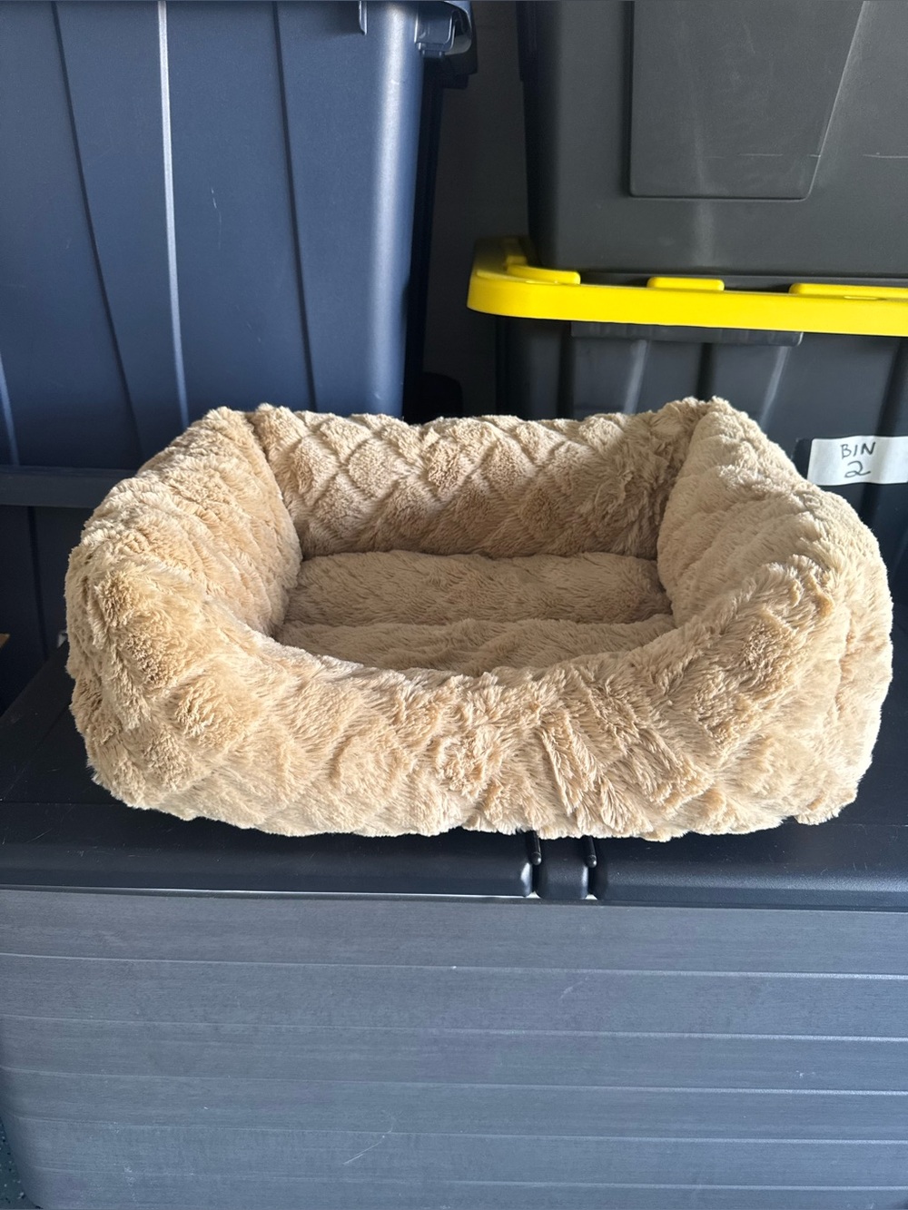 Plush Small Pet Bed in Tan - Cozy